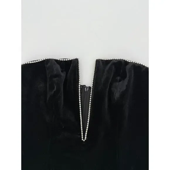 Meshki Elysia Rhinestone Black Strapless Mini Dress - Small - Picture 5 of 8